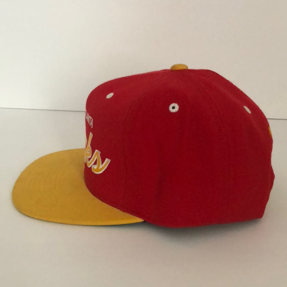 Vintage Atlanta Hawks Snapback Hat Red Yellow - Picture 4 of 5